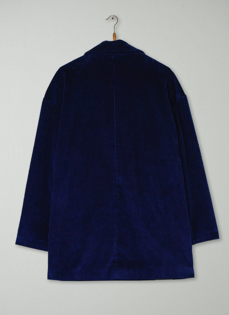 Reworn Cord Coat Size 14 (146) | Ink Blue