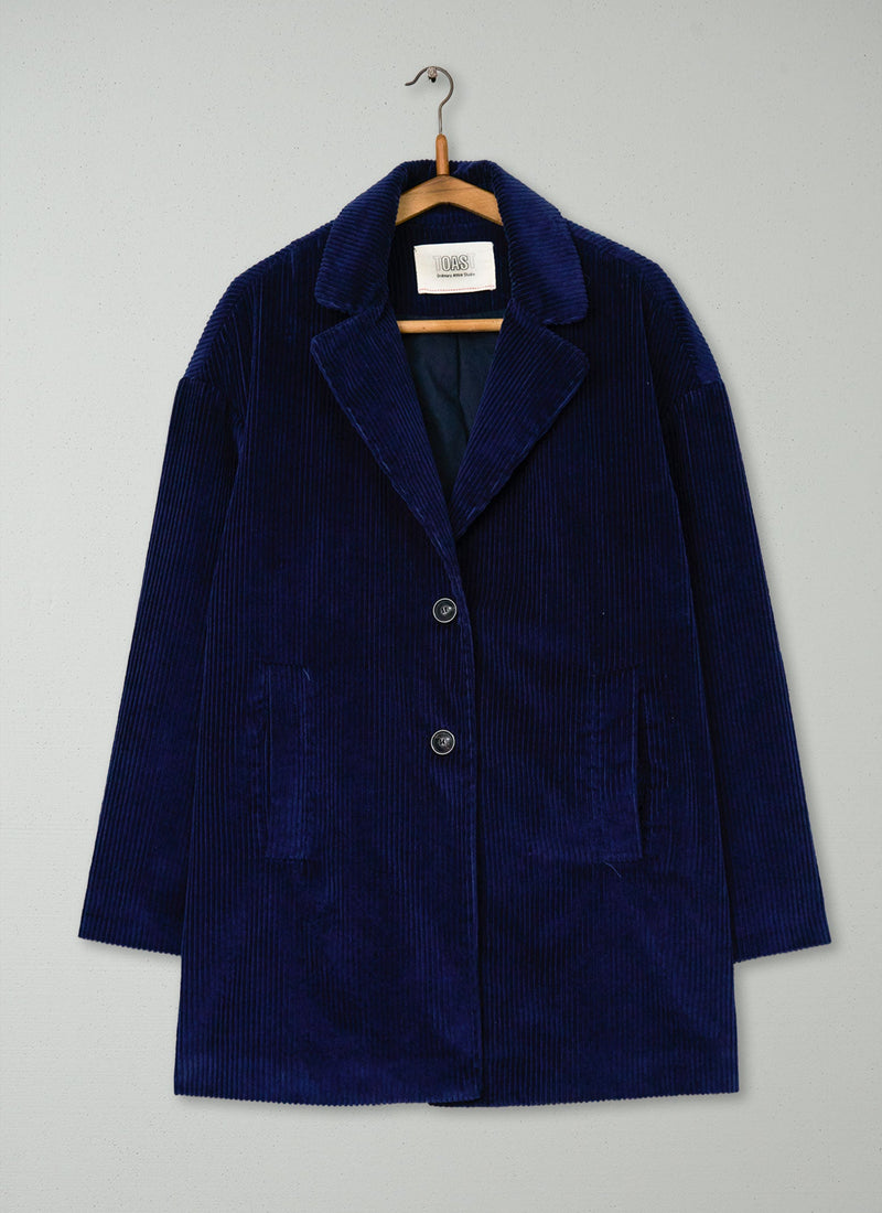 Reworn Cord Coat Size 14 (146) | Ink Blue