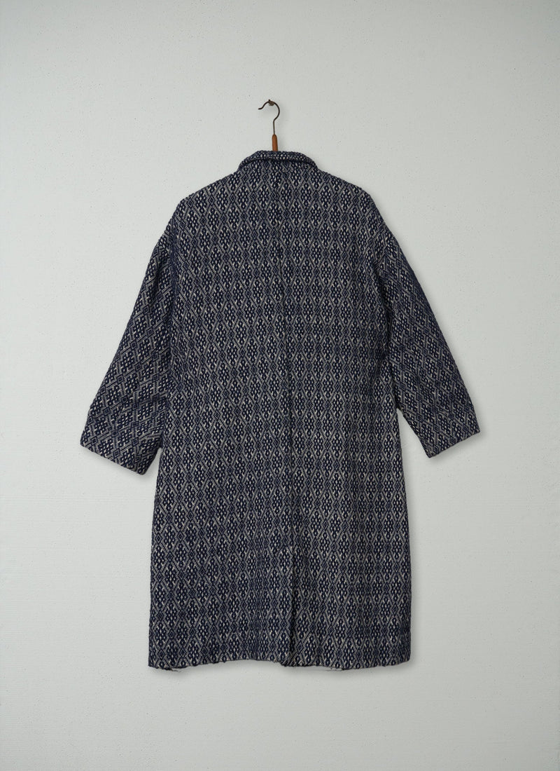 Reworn Jacquard Coat Size 12 (021) | Indigo