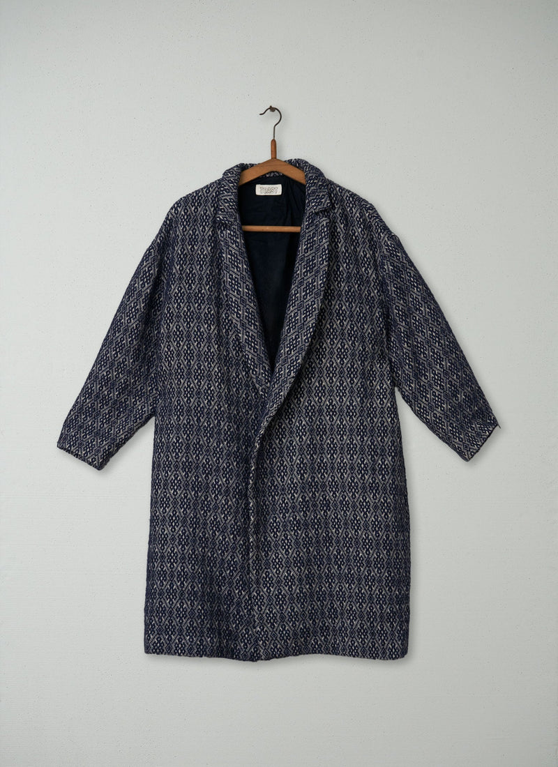 Reworn Jacquard Coat Size 12 (021) | Indigo