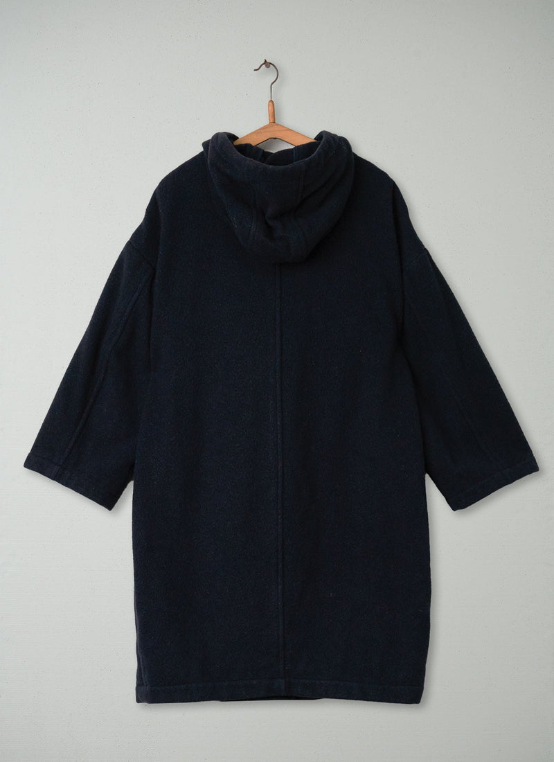 Reworn Boiled Wool Duffle Coat Size 14 (023) | Navy