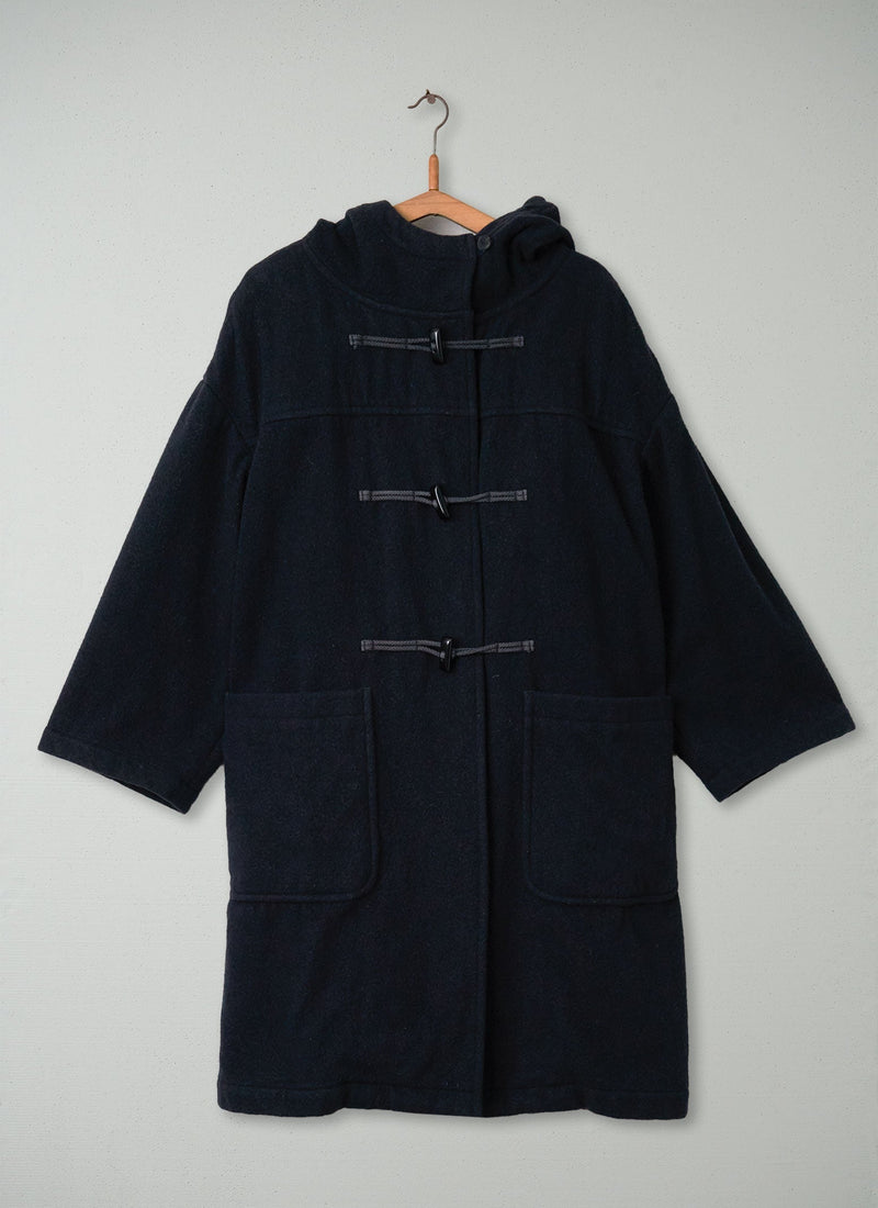 Reworn Boiled Wool Duffle Coat Size 14 (023) | Navy