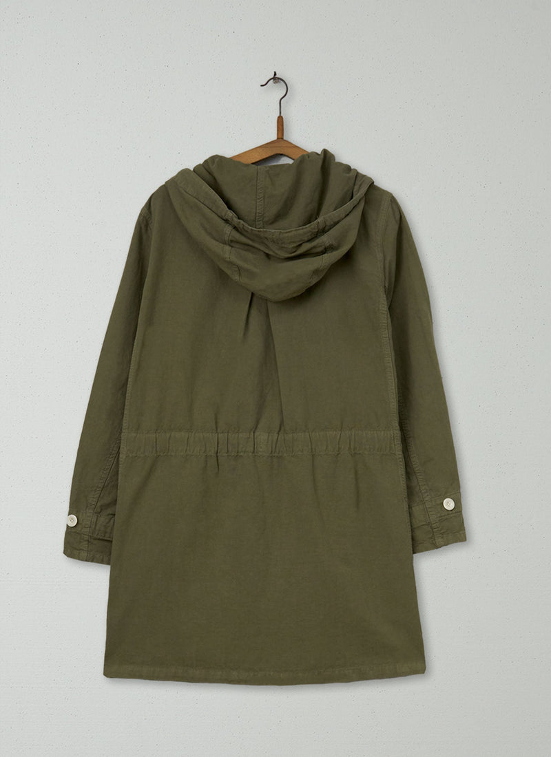 Reworn Soft Cotton Canvas Coat Size 12 (077) | Sage