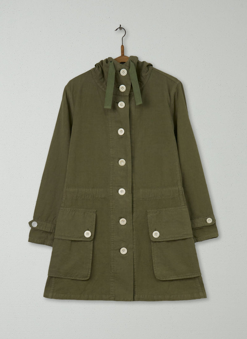 Reworn Soft Cotton Canvas Coat Size 12 (077) | Sage