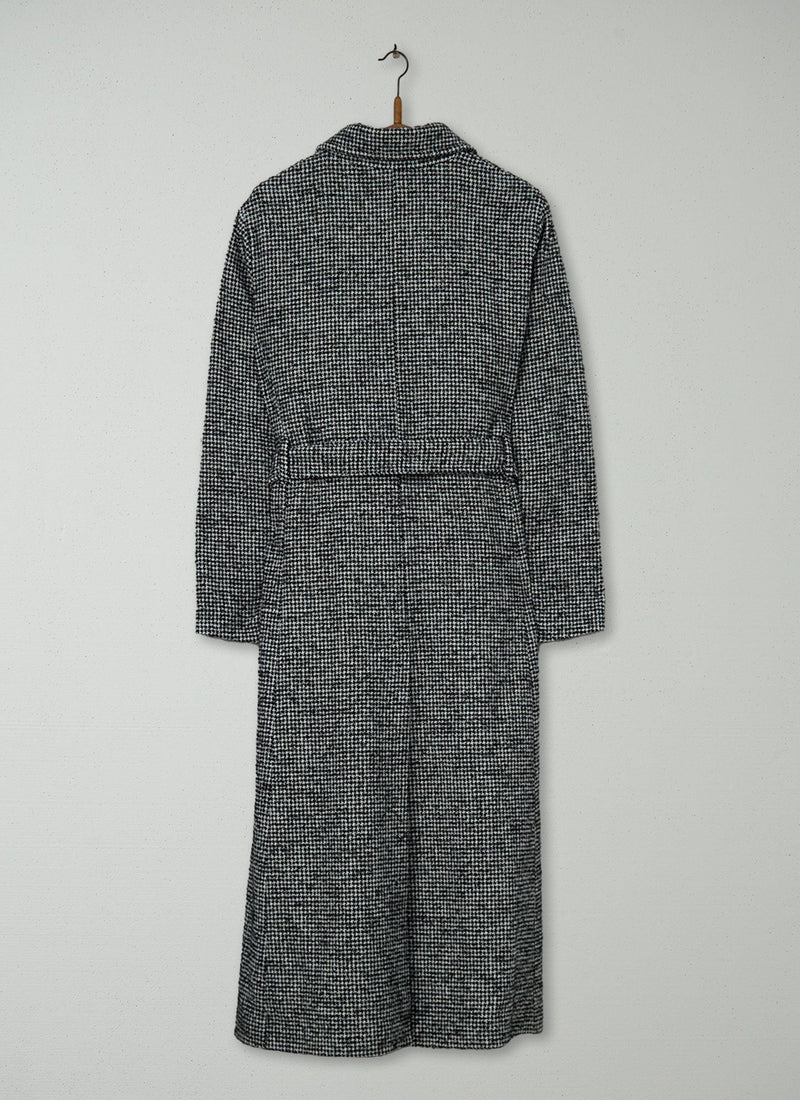 Reworn Wool Dogtooth Belted Coat Size 16 (115) | Multi