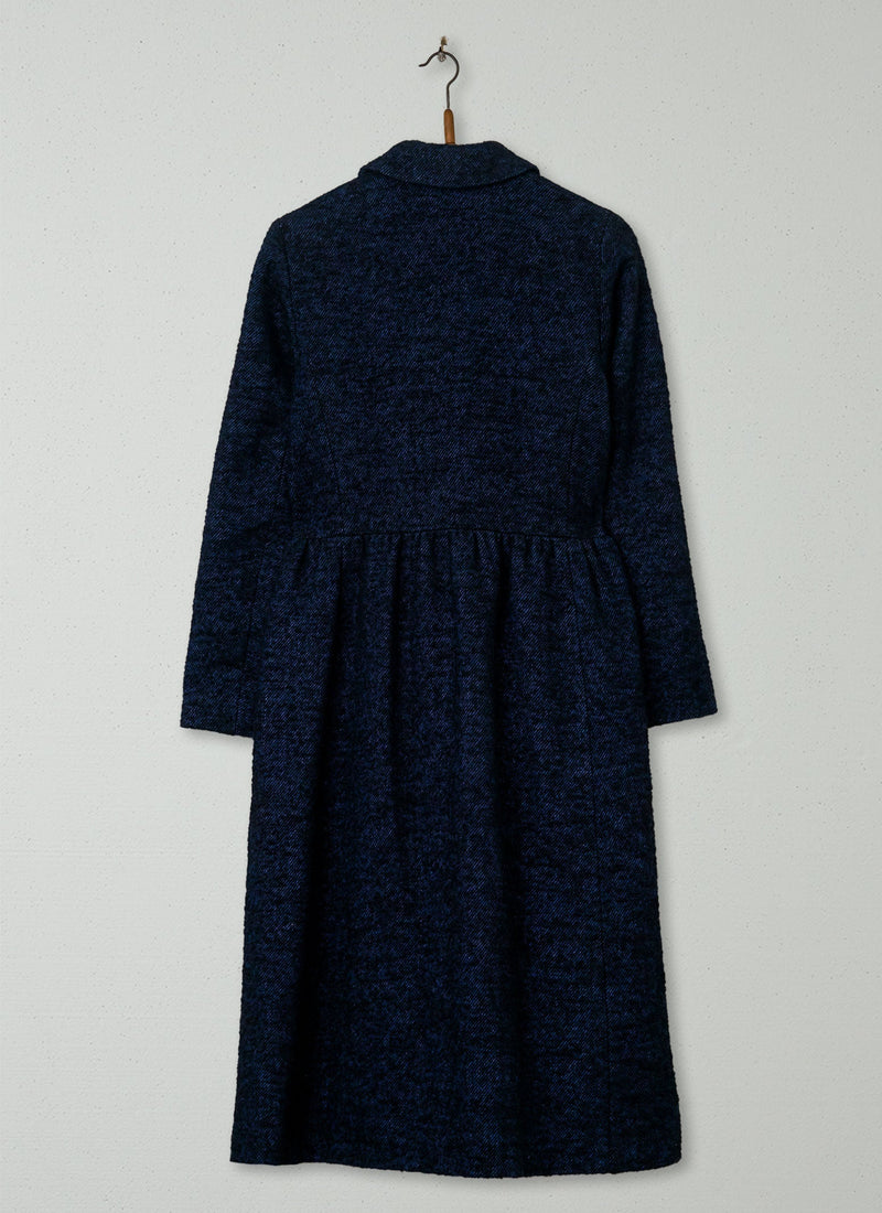 Reworn Wool Linen Tweed Coat Size 16 (161) | Indigo