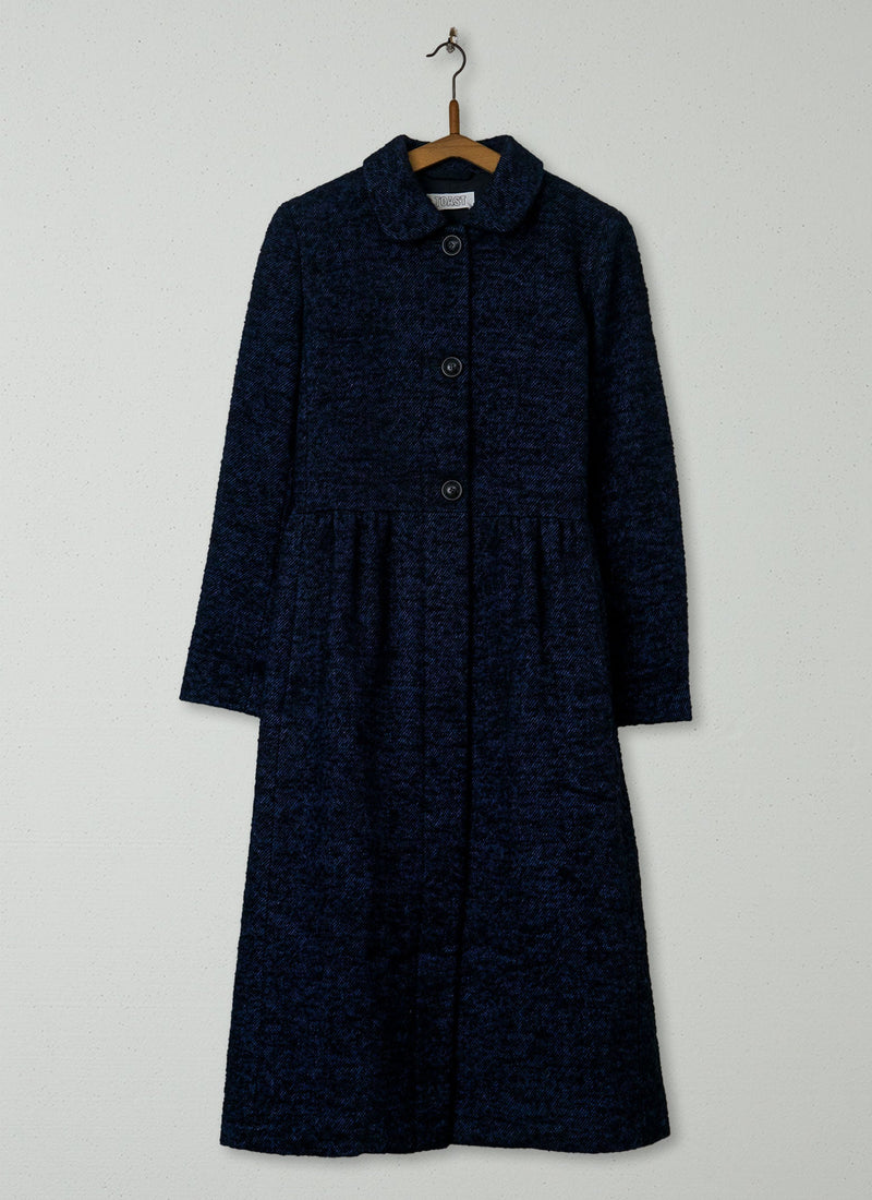Reworn Wool Linen Tweed Coat Size 16 (161) | Indigo