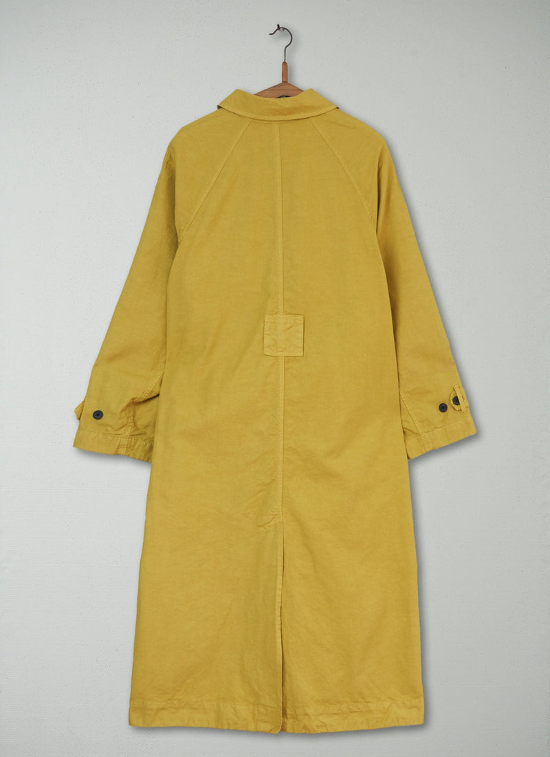 Reworn Cotton Linen Canvas Coat Size 12 (032) | Olive Oil