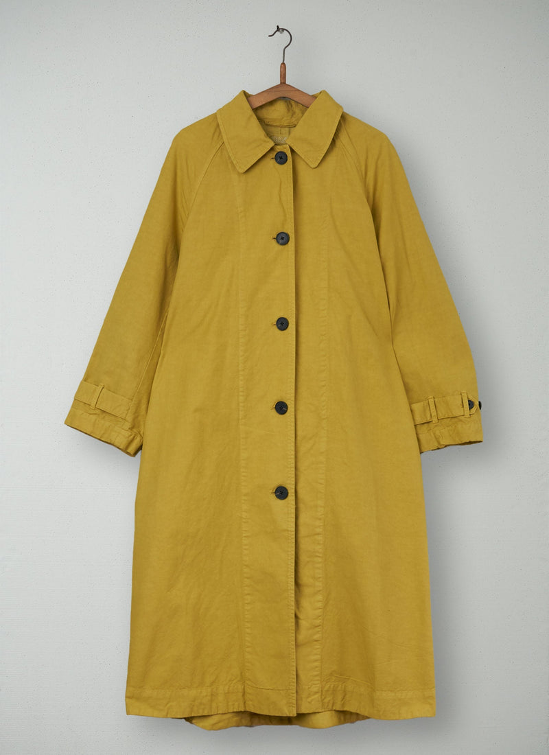 Reworn Cotton Linen Canvas Coat Size 12 (032) | Olive Oil