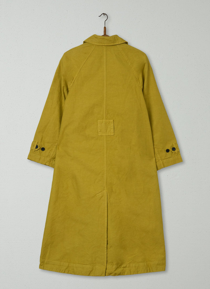 Reworn Cotton Linen Canvas Coat Size 14 (076) | Olive Oil