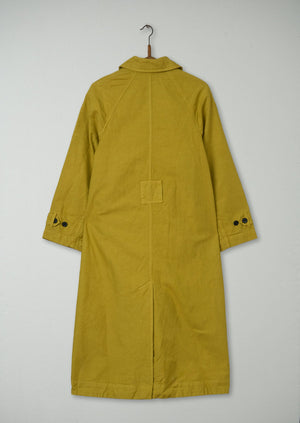 Reworn Cotton Linen Canvas Coat Size 6 (062) | Olive Oil