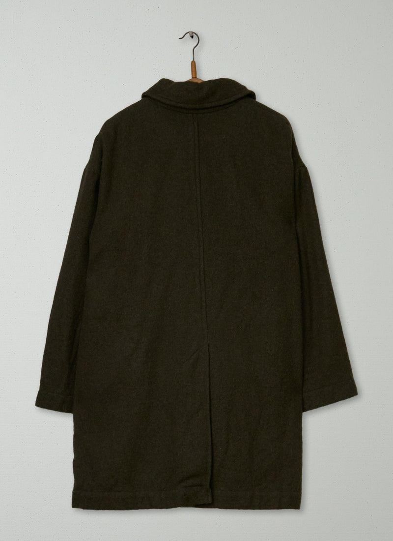 Reworn Boiled Wool Coat Size 12 (136) | Olive