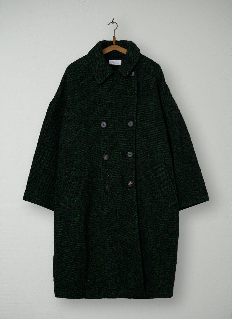Reworn Wool Tweed Coat Size 16 (097) | Green