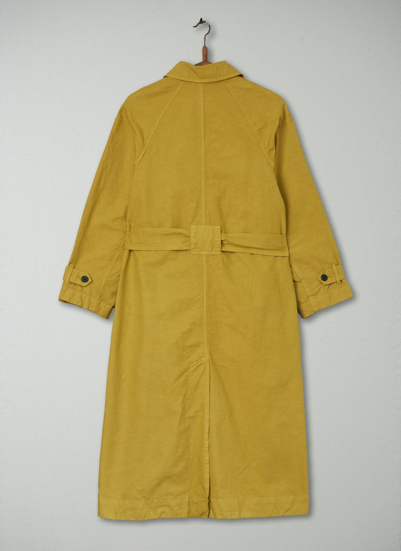 Reworn Cotton Linen Canvas Coat Size 6 (027) | Olive Oil