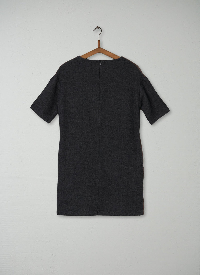 Reworn Panelled Dress Size 6 (132) | Greys/Red