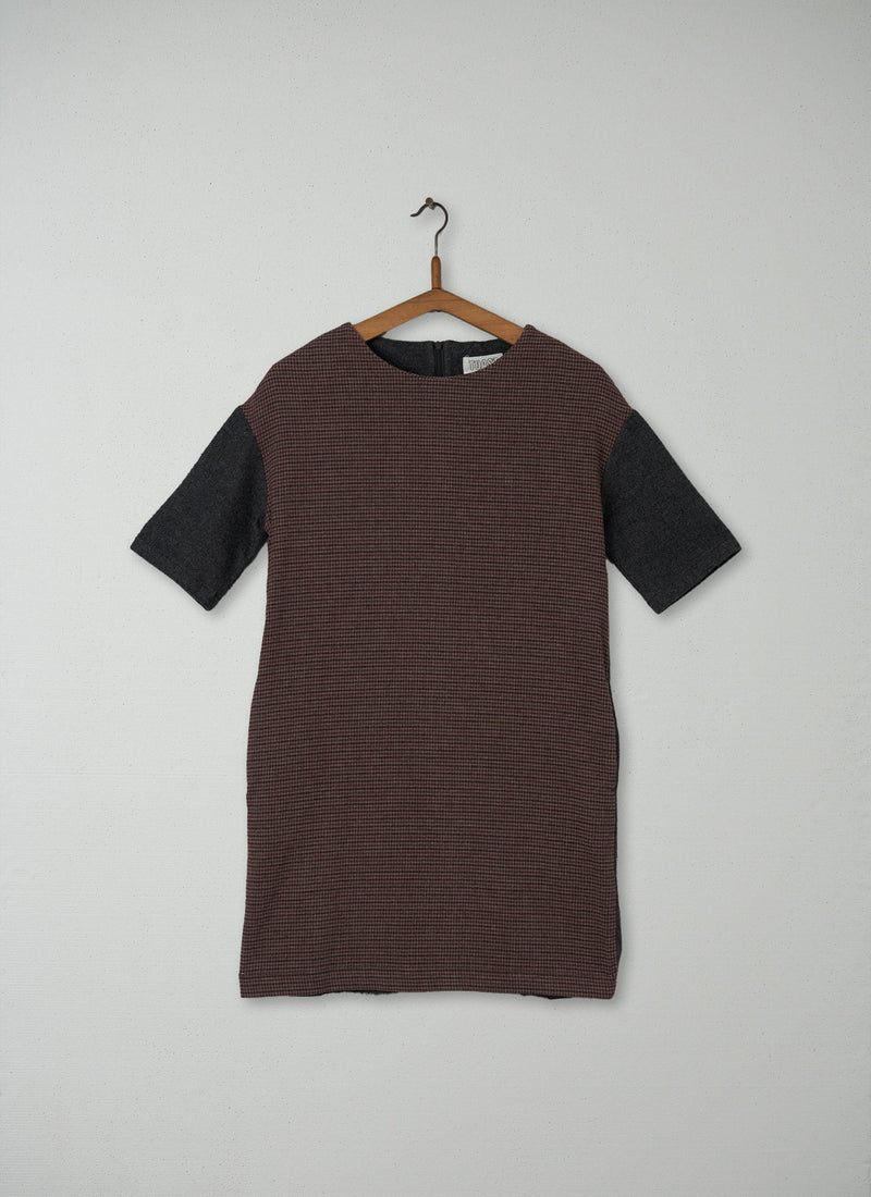 Reworn Panelled Dress Size 6 (132) | Greys/Red