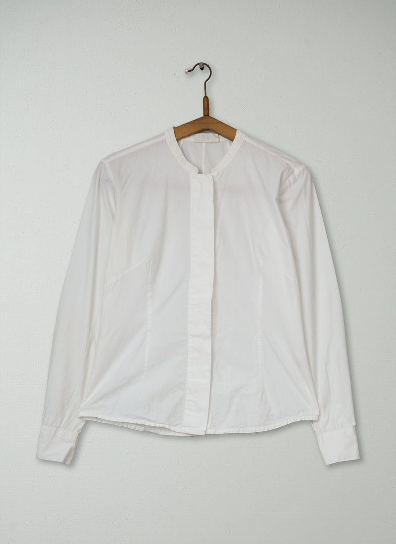 Reworn Grandad Collar Shirt Size 6 (1082) | White