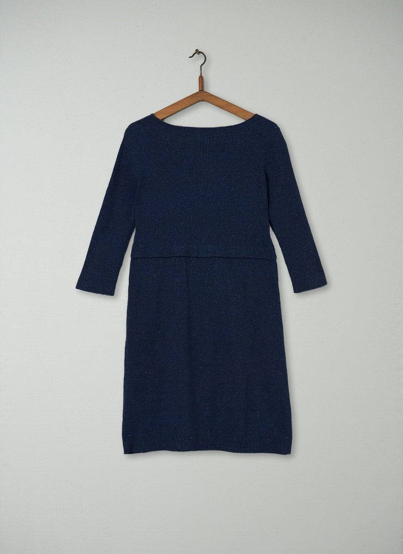 Reworn Donegal Sweater Dress Size 12 (182) | Navy
