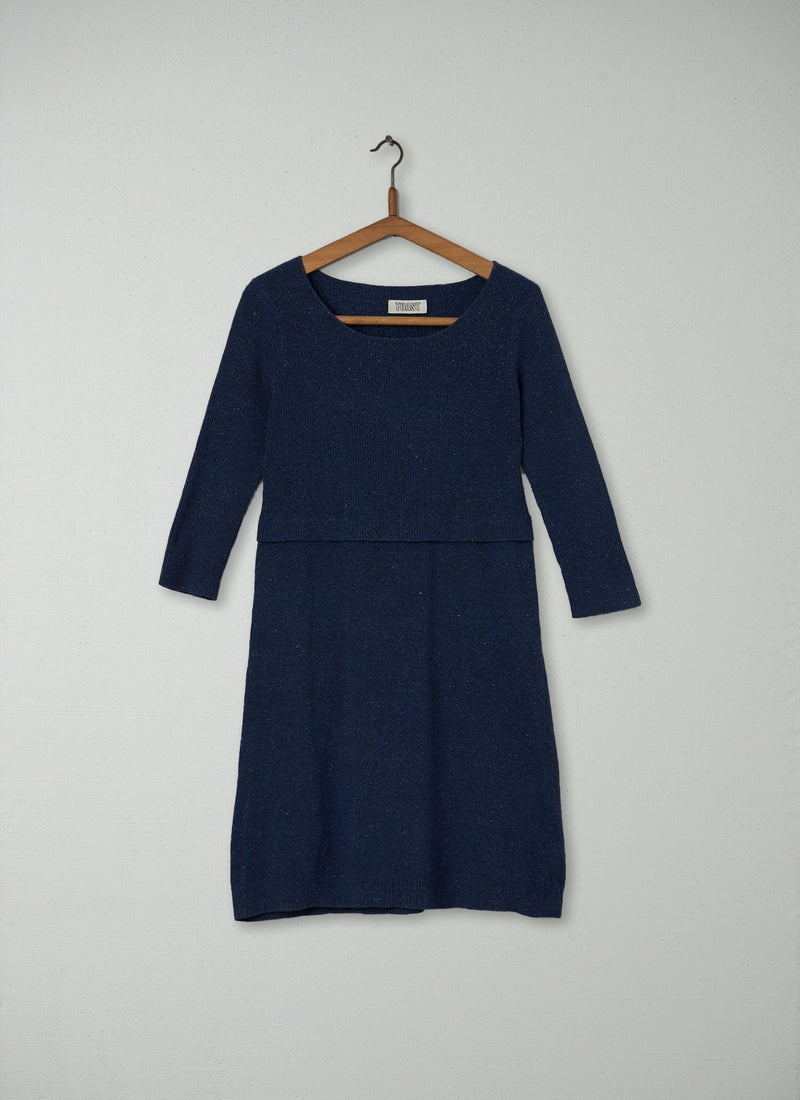 Reworn Donegal Sweater Dress Size 12 (182) | Navy