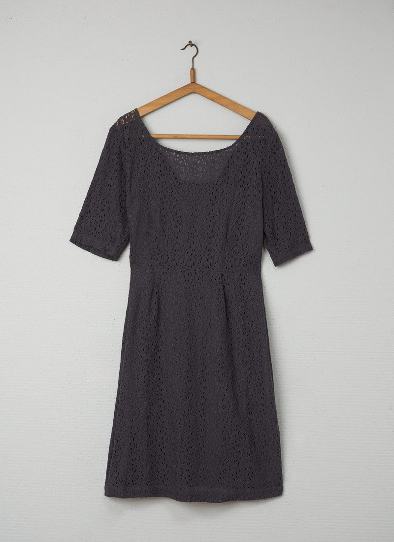 Reworn Lace Dress Size 14 (054) | Soft Grey