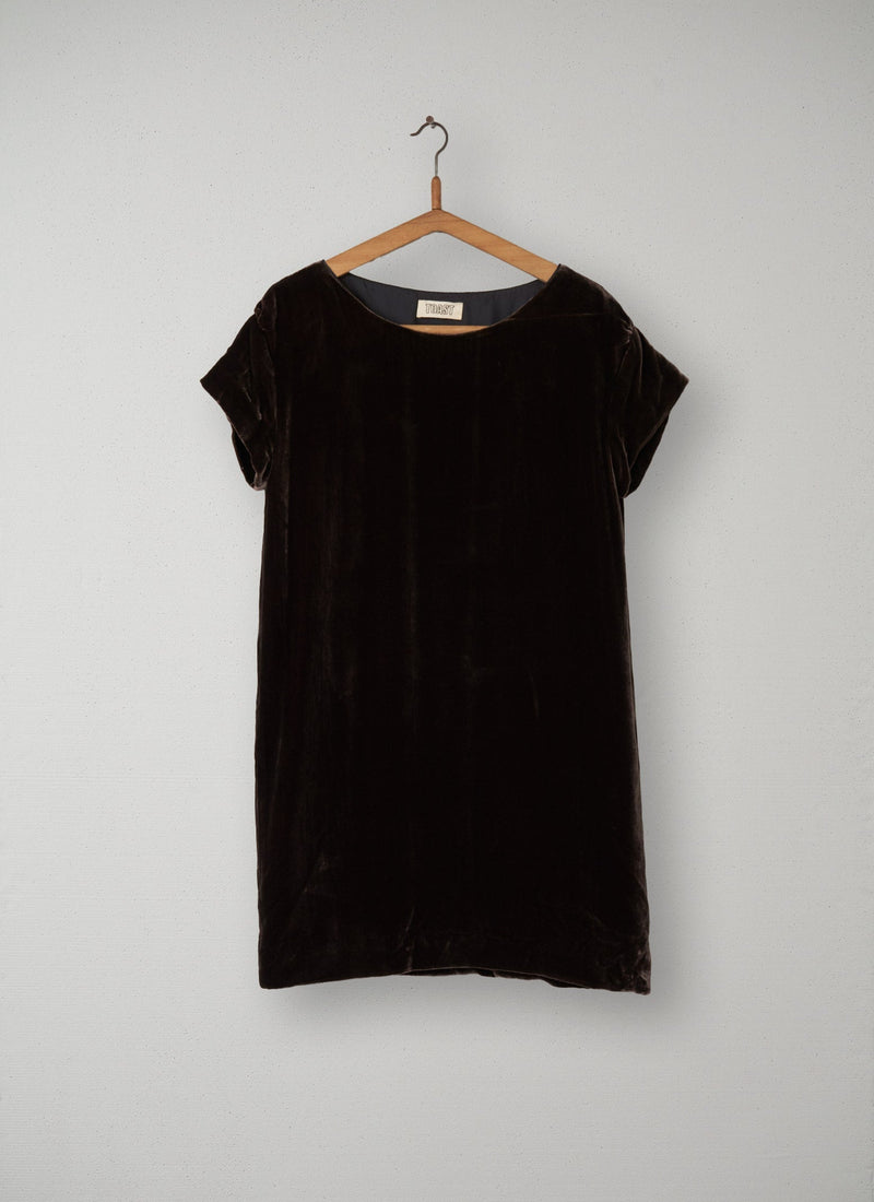Reworn Silk Velvet Tunic Size 10 (107) | Brown