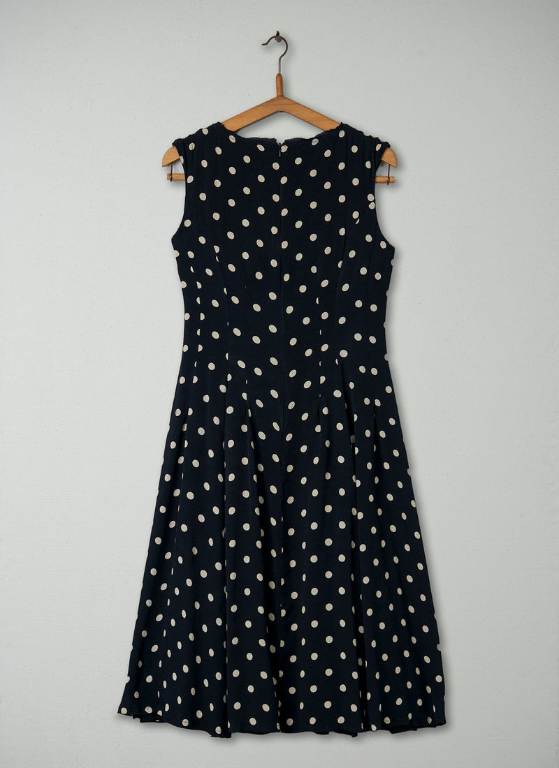 Reworn Polka Dress Size 10 (385) | Black/Ecru