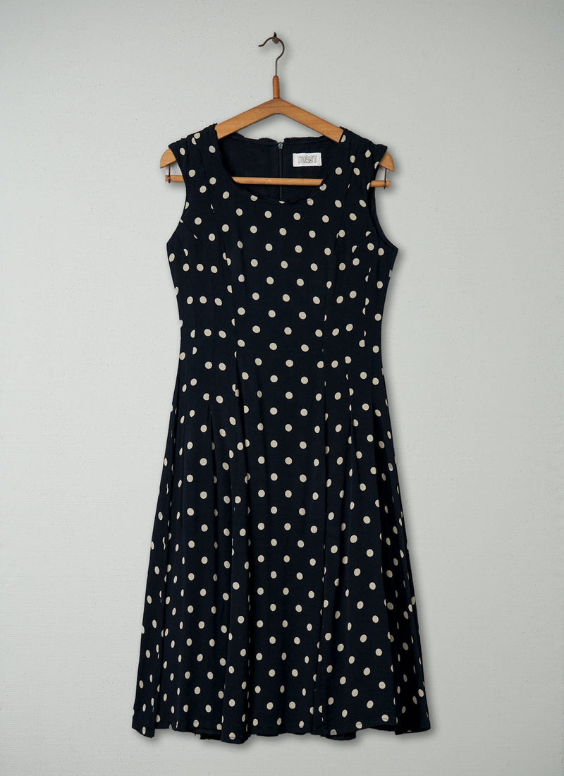 Reworn Polka Dress Size 10 (385) | Black/Ecru