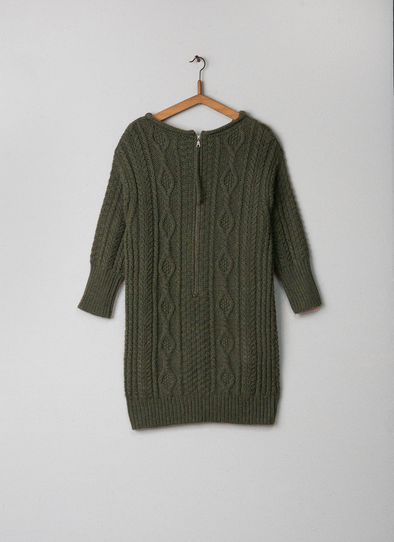 Reworn Cable Tunic Size 8 (011) | Forest Green