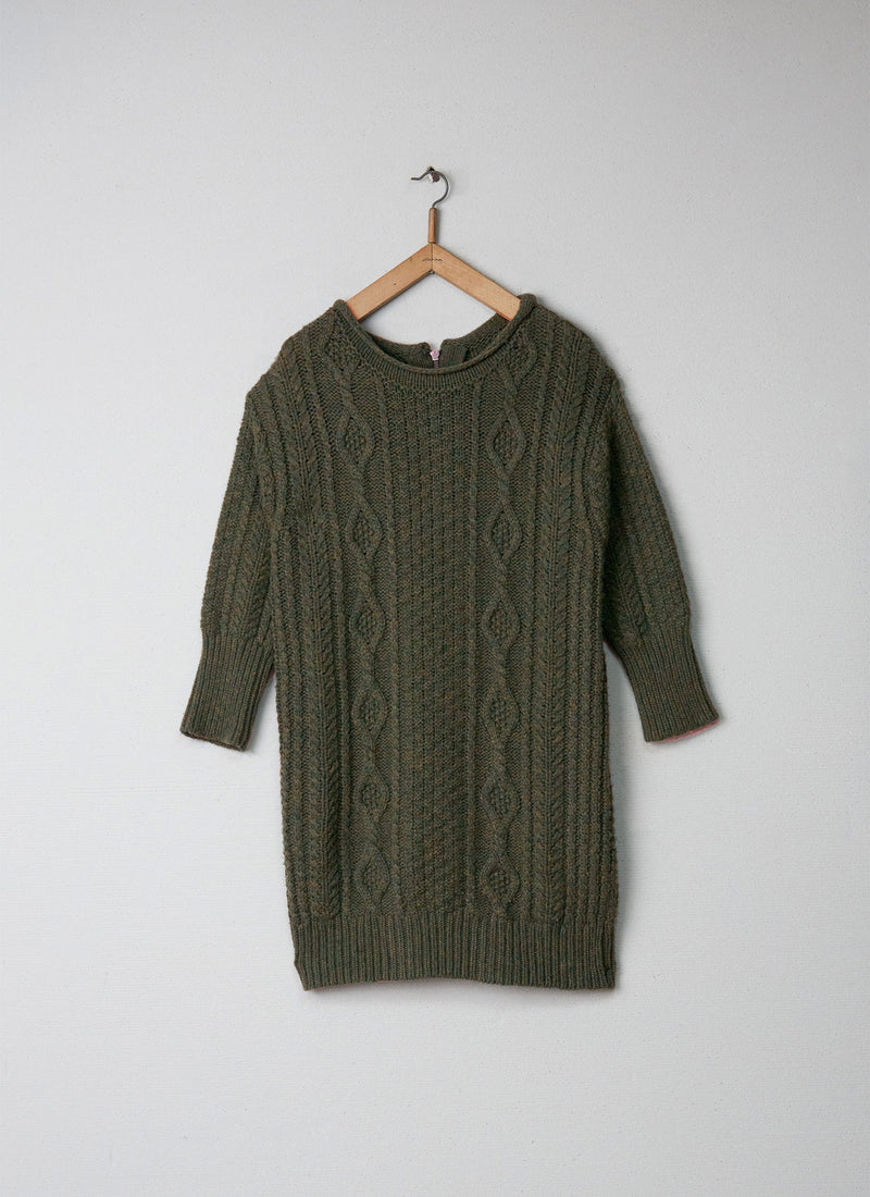 Reworn Cable Tunic Size 8 (011) | Forest Green