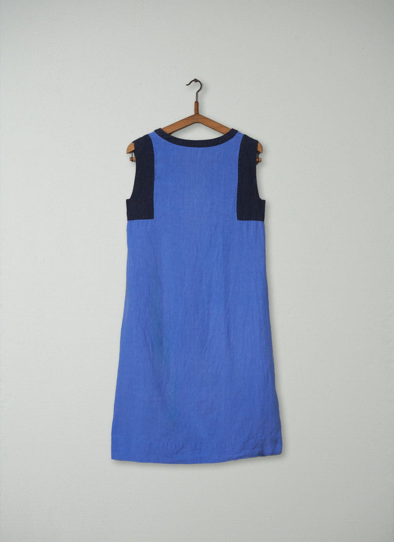 Reworn Colour Block Dress Size 8 (259) | Blue
