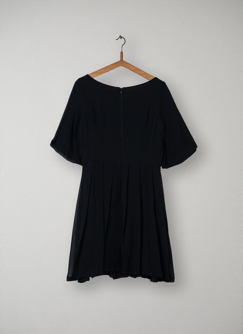 Reworn Silk Chiffon Dress Size 12 (081) | Black