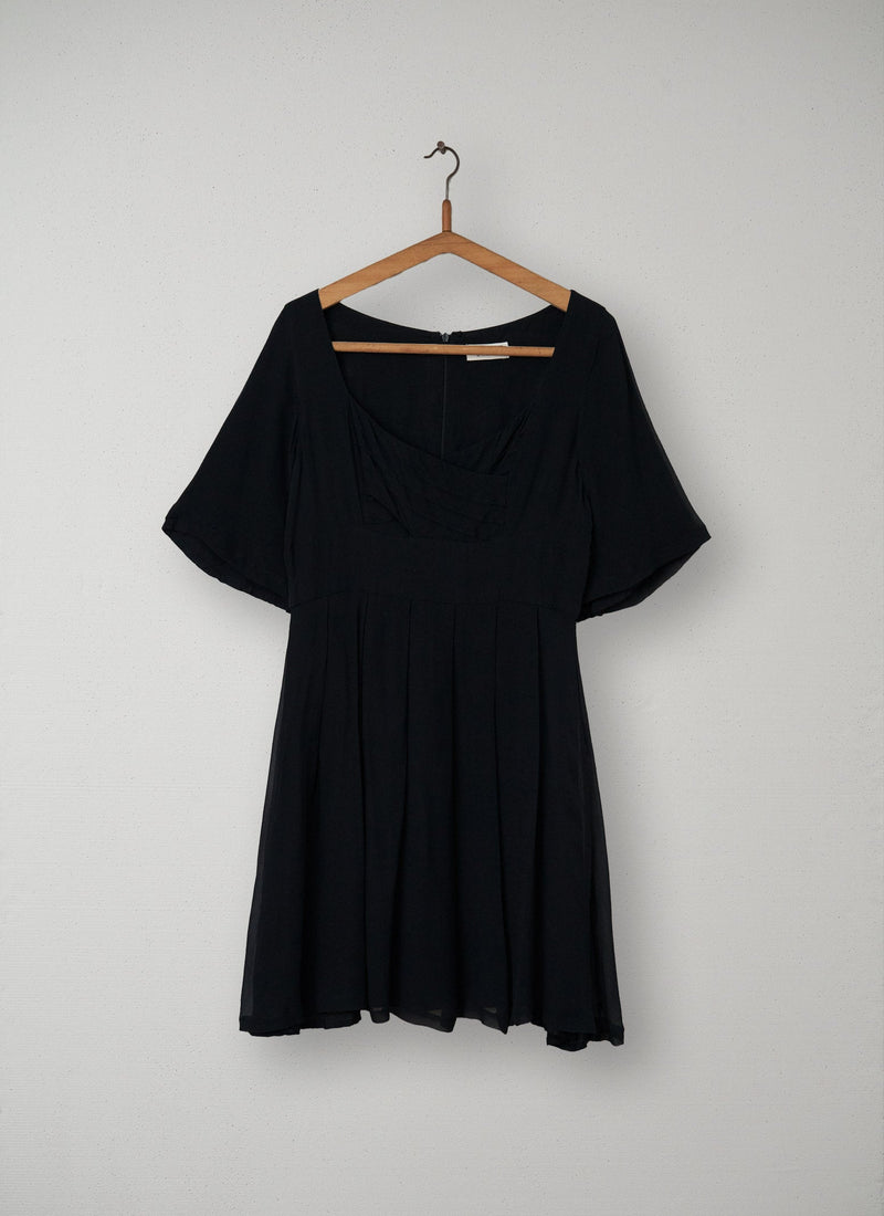 Reworn Silk Chiffon Dress Size 12 (081) | Black