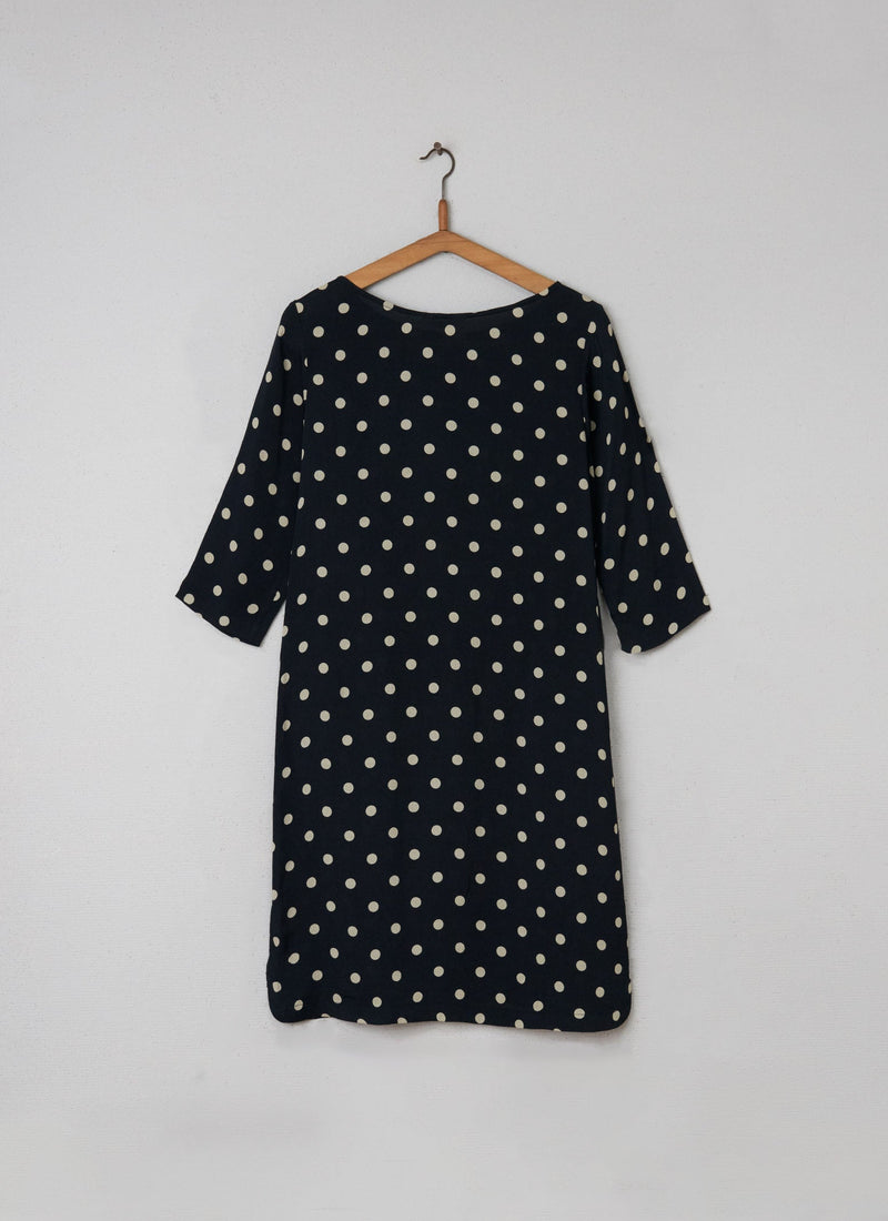 Reworn Polka Tunic Dress Size 8 (092) | Black/Off White