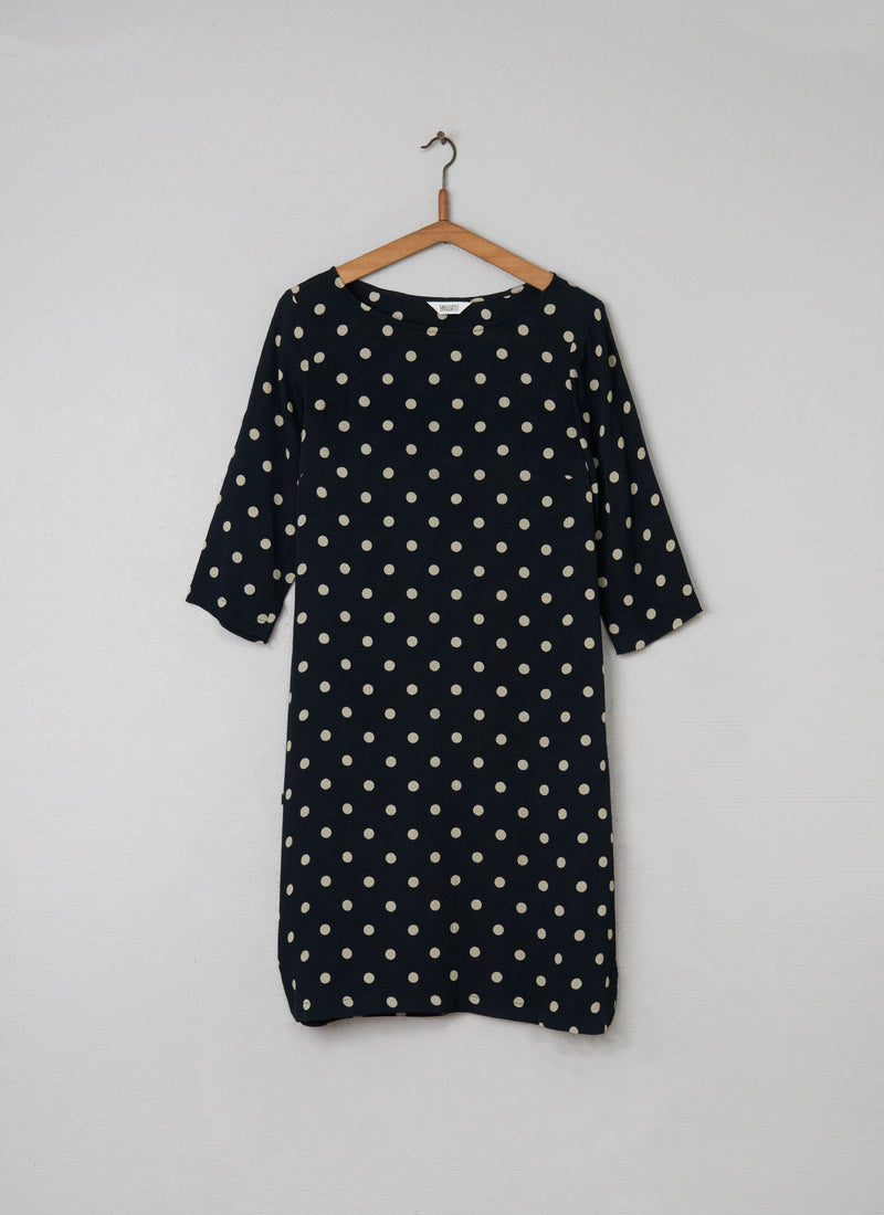 Reworn Polka Tunic Dress Size 8 (092) | Black/Off White