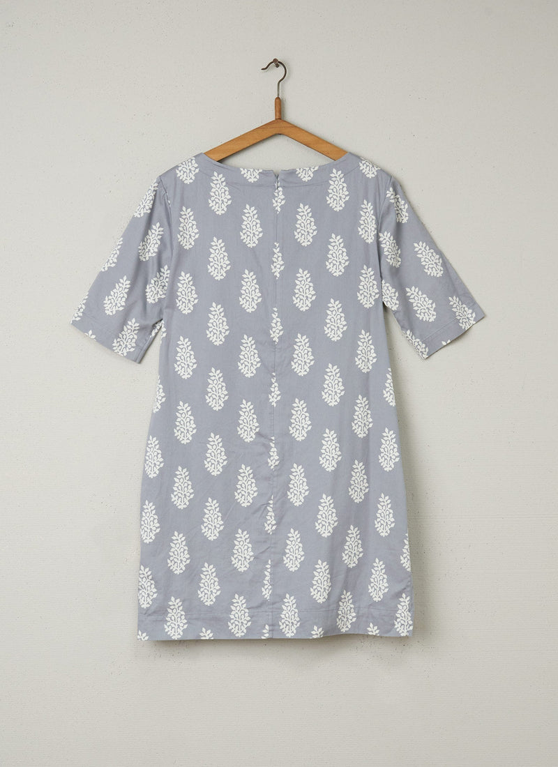 Reworn Print Shift Dress Size 12 (047) | Grey