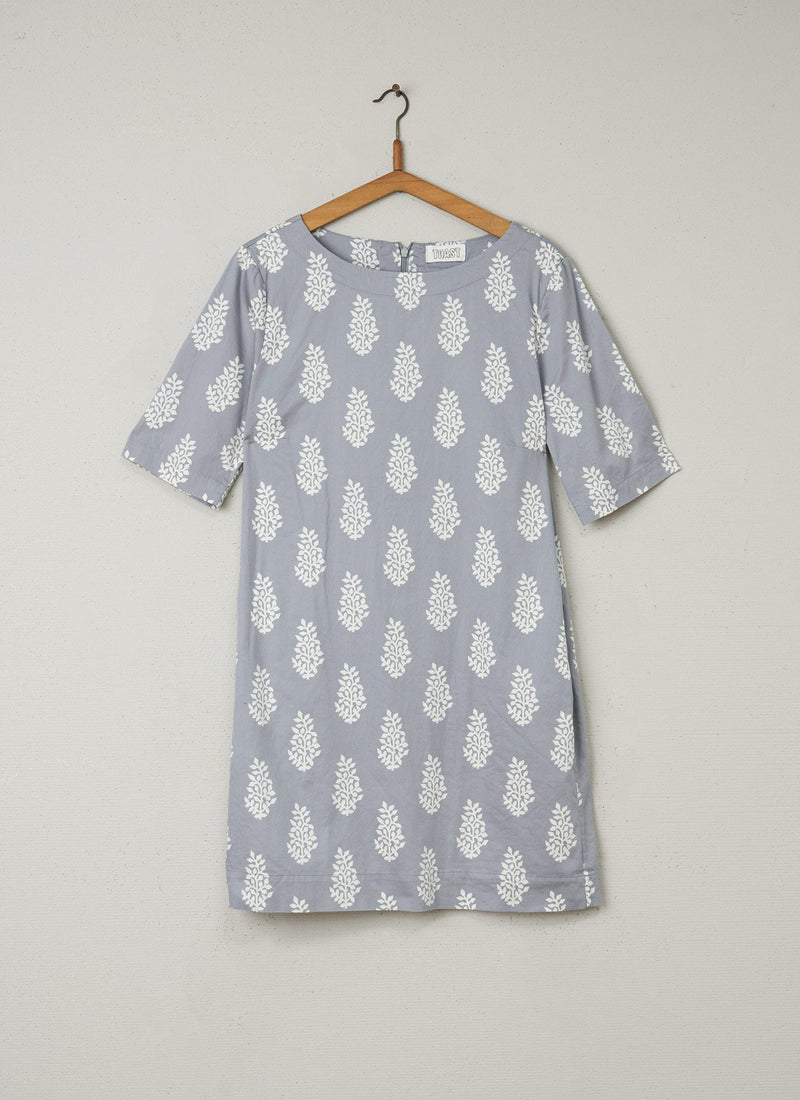 Reworn Print Shift Dress Size 12 (047) | Grey