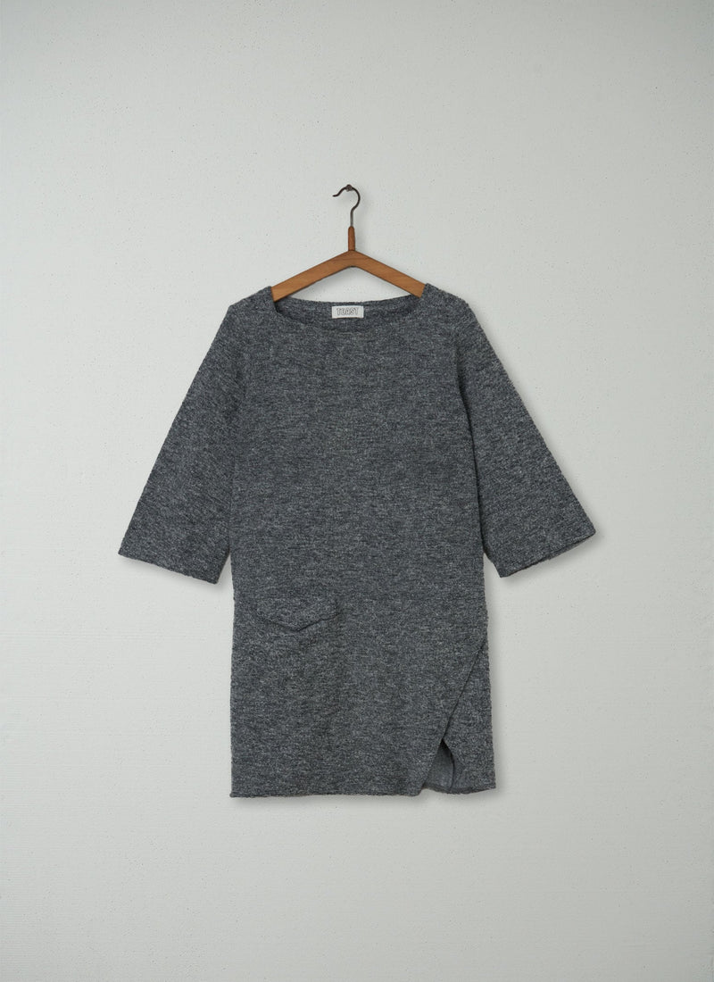 Reworn Ottoman Jersey Dress Size 8 (216) | Charcoal Marl