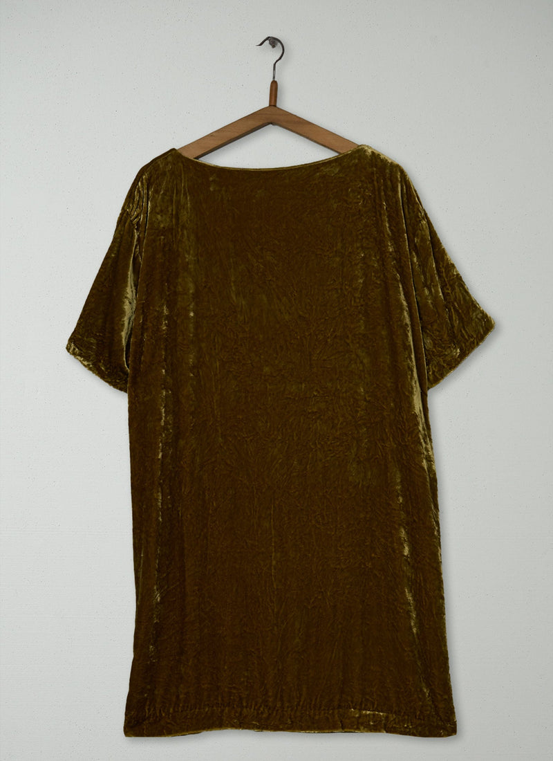Reworn Silk Velvet Tunic Size 16 (2206) | Old Gold
