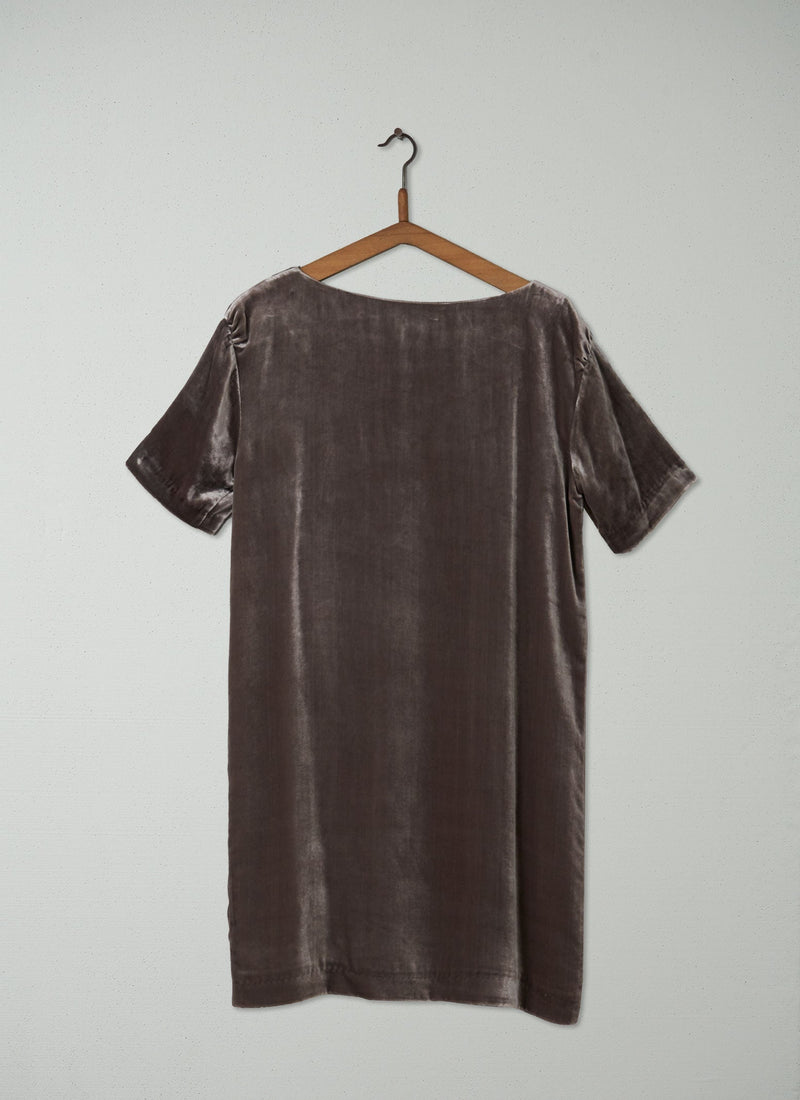 Reworn Silk Velvet Dress Size 8 (168) | Pewter