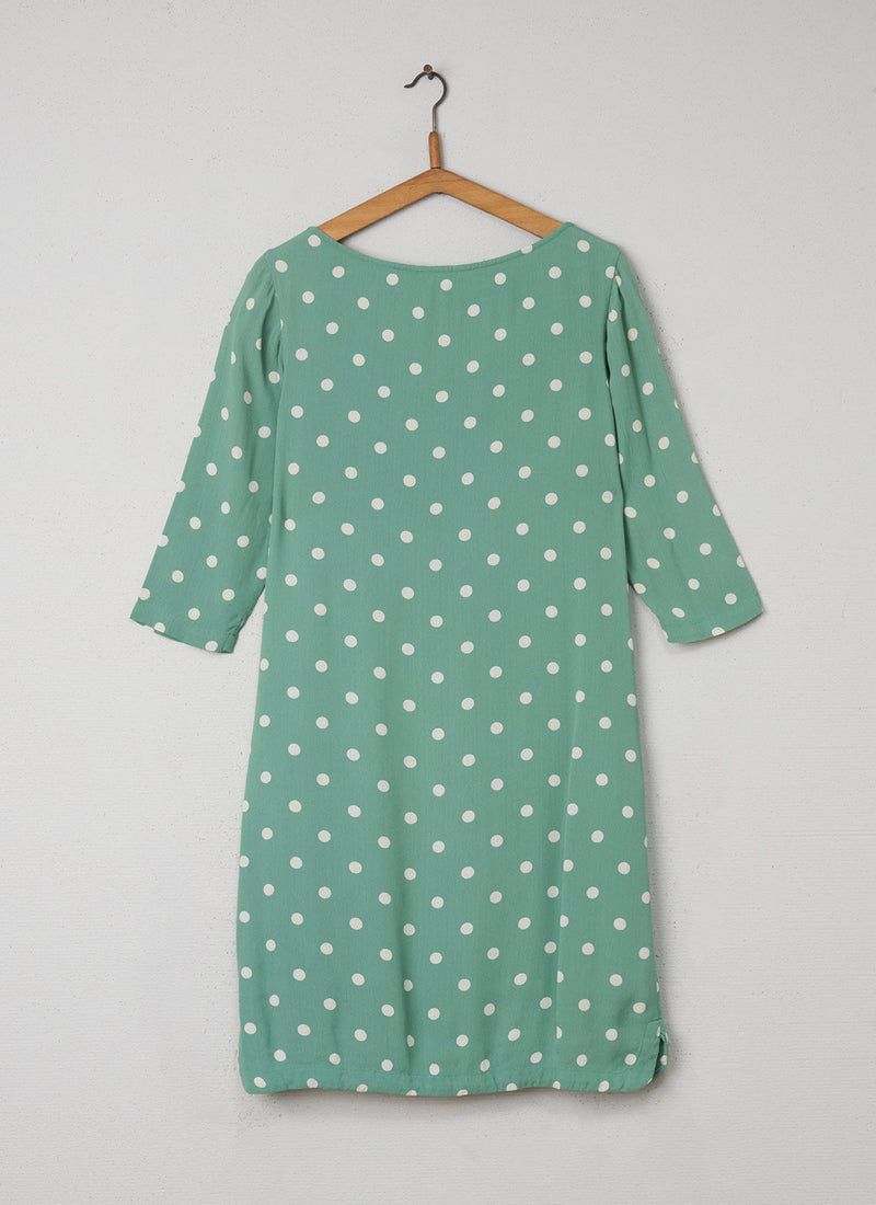 Reworn Polka Dot Tunic Dress Size 8 (055) | Green