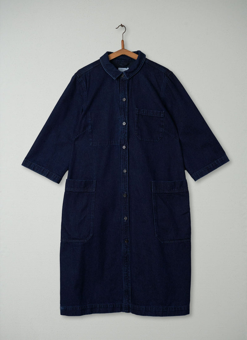 Reworn Denim Shirt Dress Size 16 (285) | Indigo