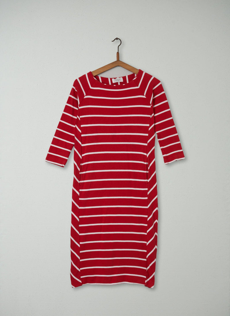 Reworn Stripe Dress Size 8 (222) | Red/White