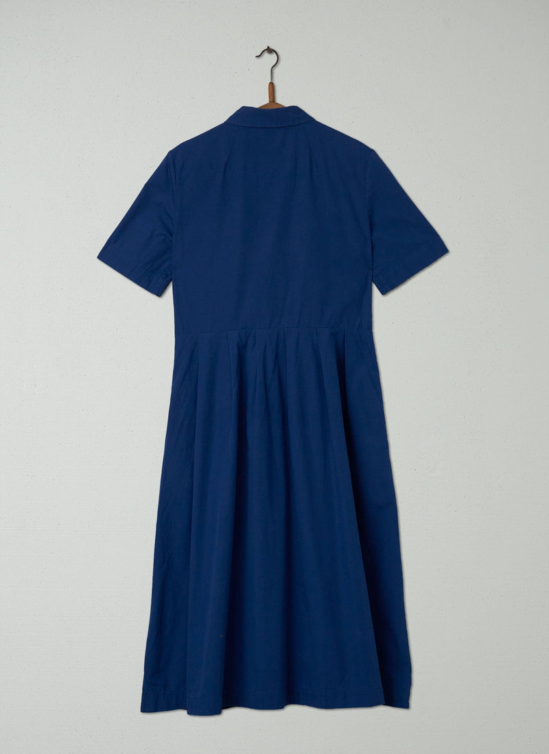 Reworn Pleated Shirt Dress Size 12 (314) | Blue