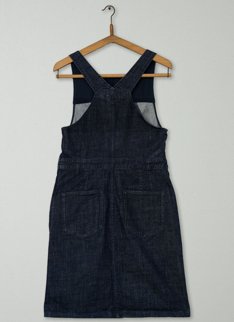 Reworn Pinafore Denim Dress Size 14 (2252) | Indigo