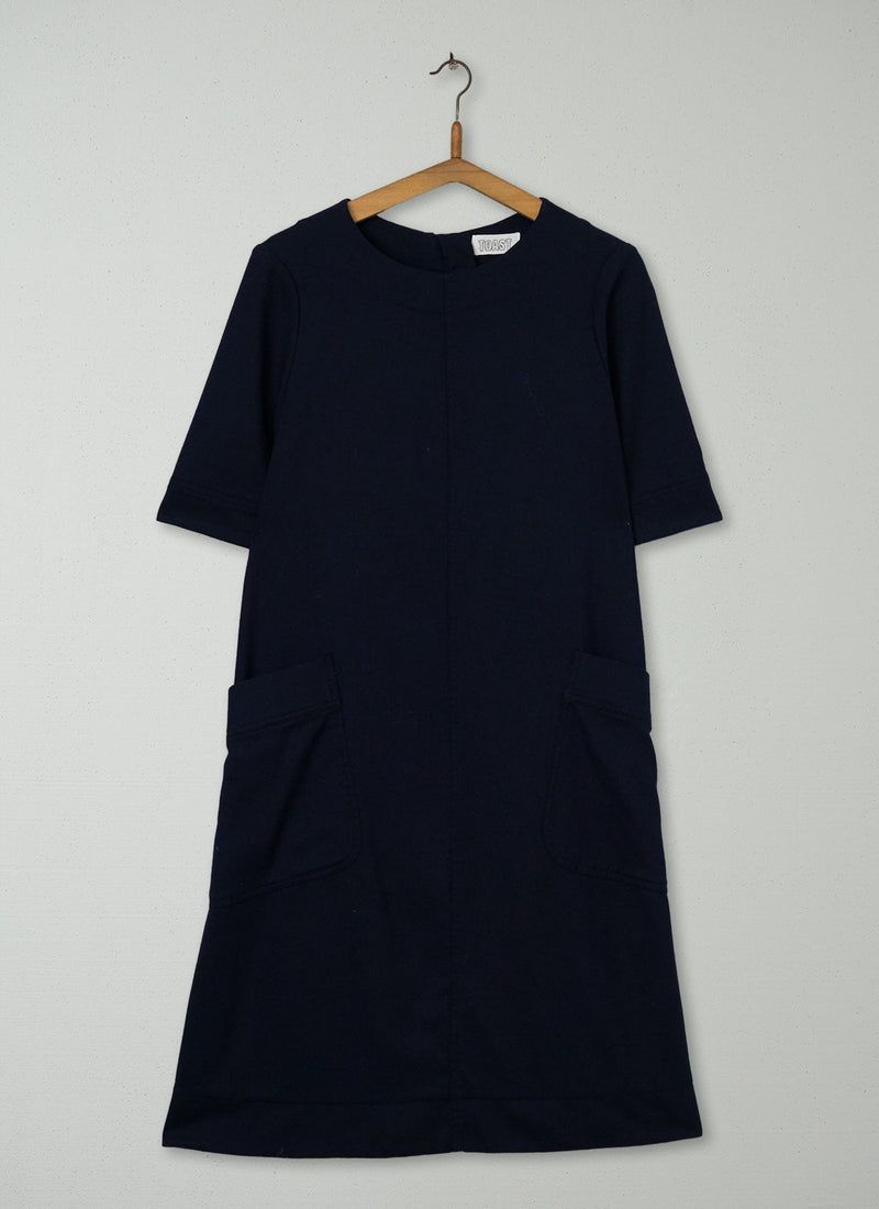 Reworn Washed Wool Dress Size 10 (1198) | Navy