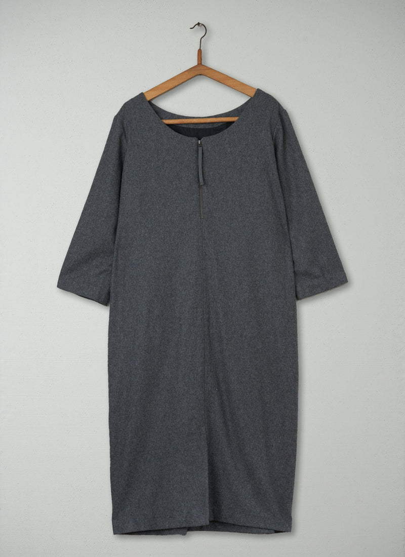 Reworn Midi Cocoon Dress Size 16 (517) | Grey