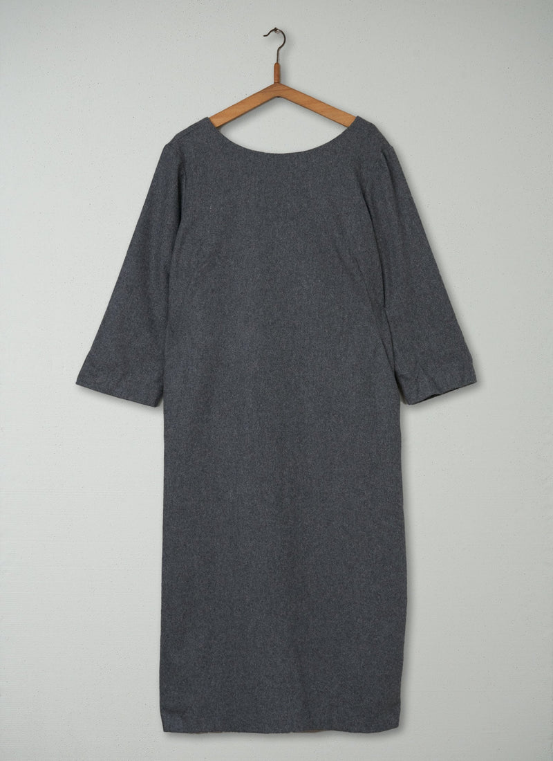 Reworn Midi Cocoon Dress Size 16 (517) | Grey