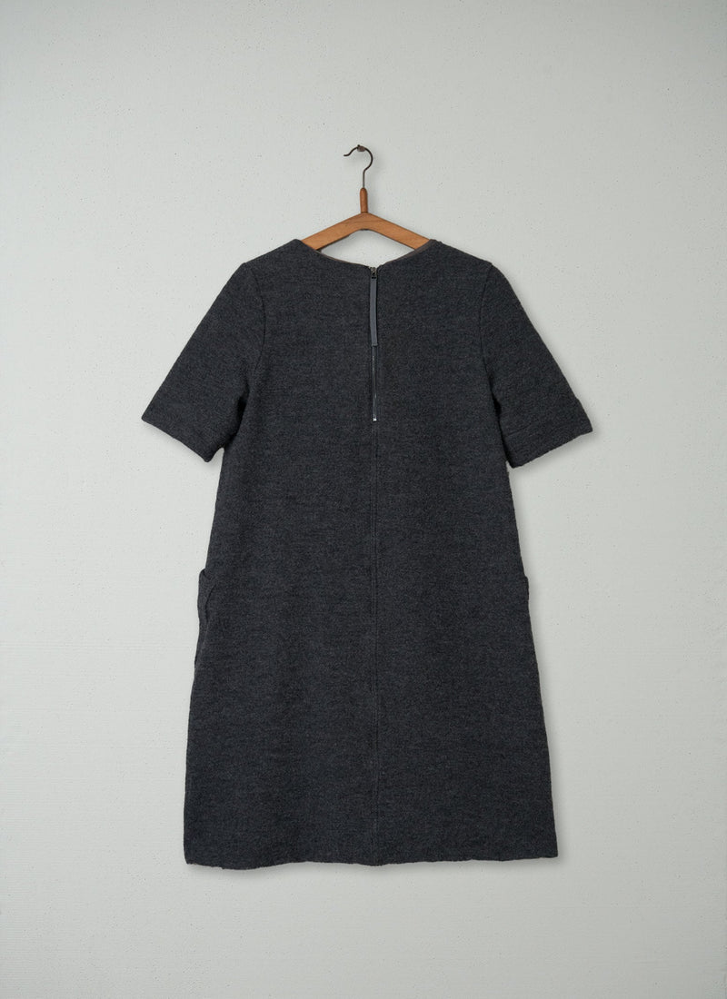 Reworn Wool Dora Dress Size 10 (1188) | Grey