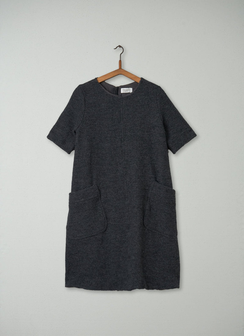 Reworn Wool Dora Dress Size 10 (1188) | Grey