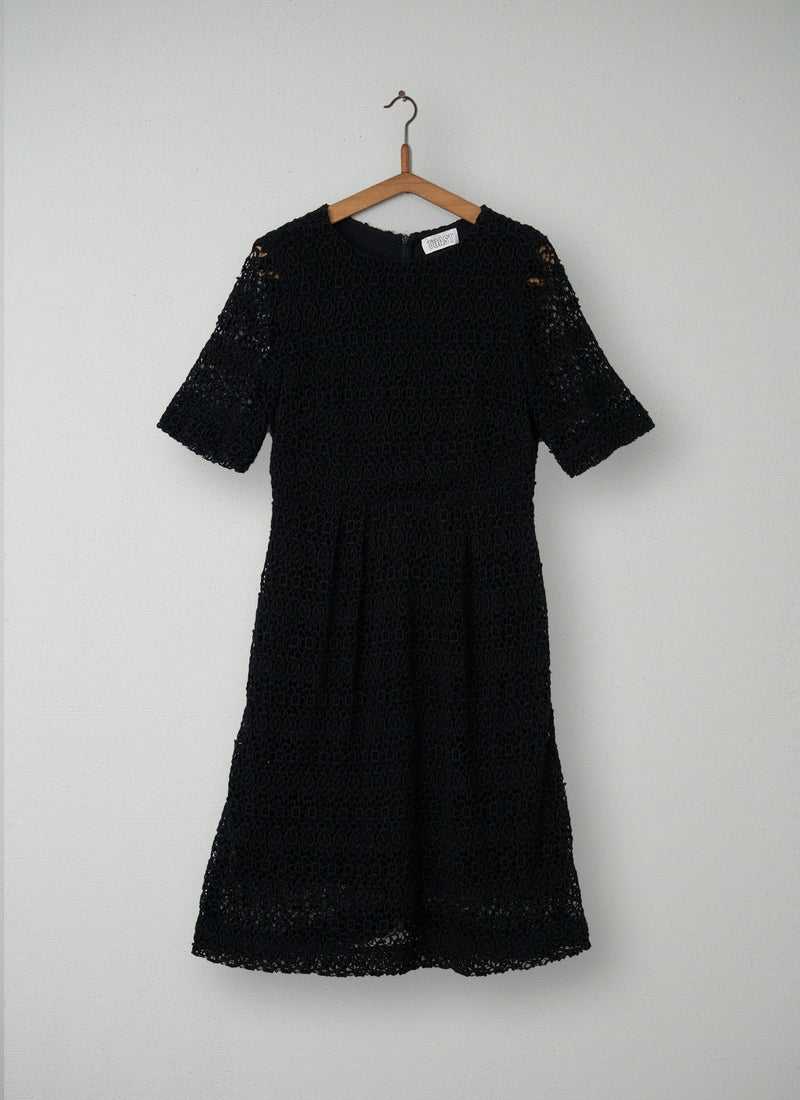 Reworn Lace Dress Size 12 (113) | Black